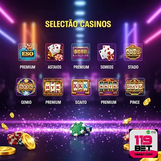 Imagem de jogos de cassino no site 119bet, destaque para opções variadas de entretenimento online.