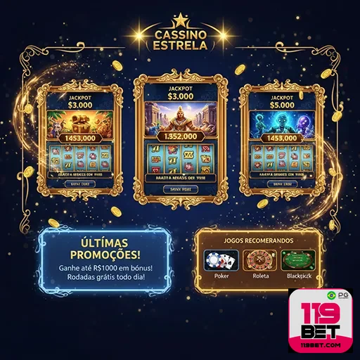 Imagem do site 119bet mostrando a página inicial com opções de apostas esportivas e jogos online.